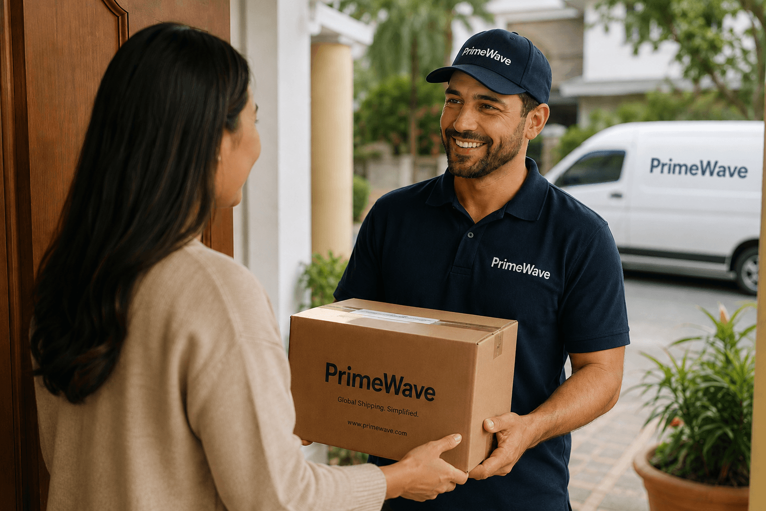 Courier holding a package ready for delivery